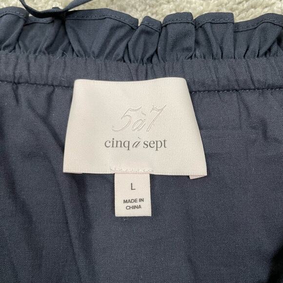Cinq a Sept Ivee Crop Bubble Hem Tank Top Navy Blue Size L Quiet Luxury - Picture 6 of 11